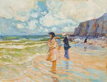 Au bord de la mer ( environ de Dieppe) Painting titled "Au bord de la mer (…" by Patrick Marie, Original Art, Oil