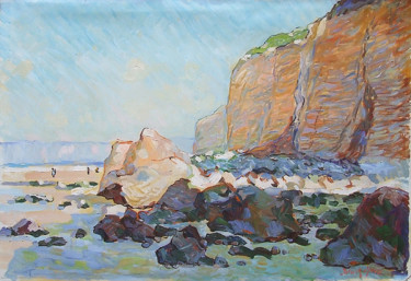 Falaise près de Dieppe - Cliff near Dieppe Painting titled "Falaise près de Die…" by Patrick Marie, Original Art, Oil Mounted on Stretcher frame