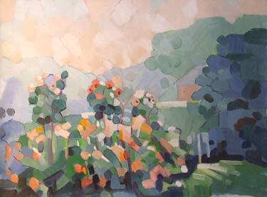 Peinture intitulée "Dahlias le matin" par Patrick Marie, Œuvre d'art originale, Huile Monté sur Châssis en bois