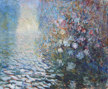 Peinture intitulée "Brume sur la Seine…" par Patrick Marie, Œuvre d'art originale, Huile Monté sur Châssis en bois