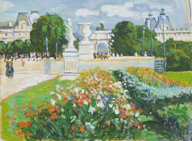 Peinture intitulée "Paris - Jardin des…" par Patrick Marie, Œuvre d'art originale, Huile Monté sur Châssis en bois