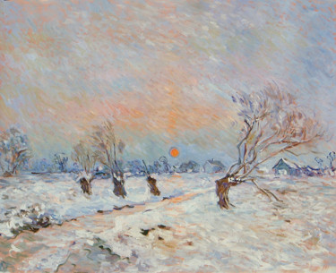 Peinture intitulée "Champs de neige" par Patrick Marie, Œuvre d'art originale, Huile Monté sur Châssis en bois
