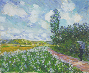 Peinture intitulée "Prairie - temps cou…" par Patrick Marie, Œuvre d'art originale, Huile Monté sur Châssis en bois