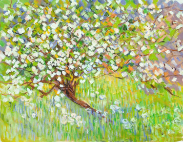 Peinture intitulée "Pommier en fleurs N…" par Patrick Marie, Œuvre d'art originale, Huile