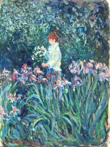Painting titled "Le massif d'iris" by Patrick Marie, Original Artwork, Oil