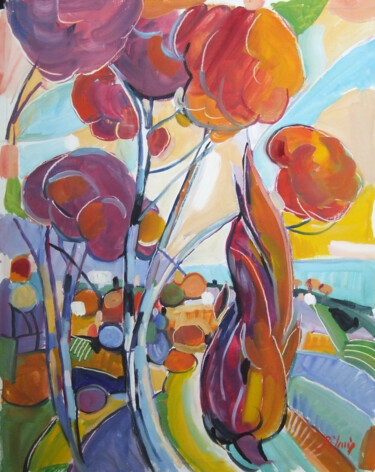 Картина под названием "Un soir en Provence" - Patrick Marie, Подлинное произведение искусства, Масло Установлен на Деревянна…