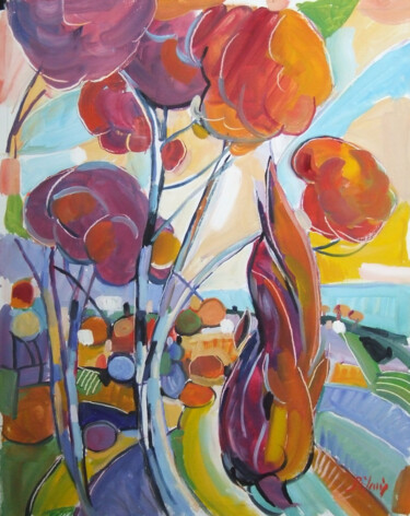 Un soir en Provence Peinture intitulée "Un soir en Provence" par Patrick Marie, Œuvre d'art originale, Huile Monté sur Châssis