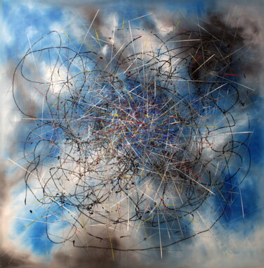 Painting titled "MAGNETIQUE 2" by Patrick Marin, Original Artwork, Oil Mounted on Wood Stretcher frame