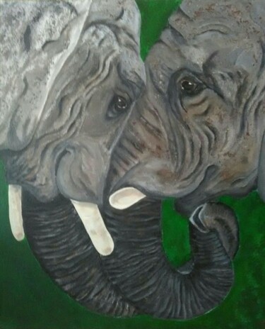 "Couple Elephant" başlıklı Tablo Patrick Martin tarafından, Orijinal sanat, Akrilik