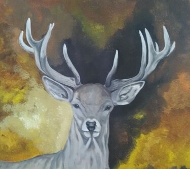 Painting titled "Cerf" by Patrick Martin, Original Artwork, Acrylic