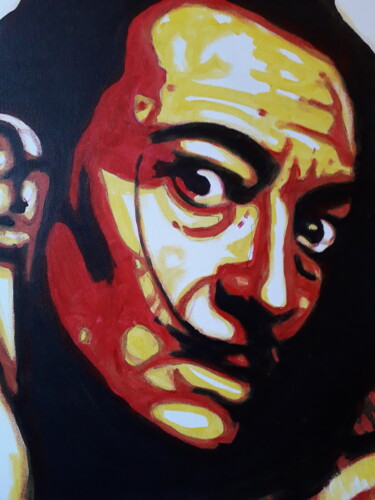 Painting titled "Salvatore Dali" by Patrick Mauxion (MAUX), Original Artwork, Acrylic Mounted on Wood Stretcher frame