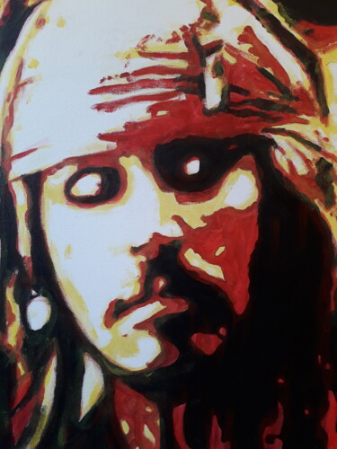 Painting titled "Johnny Depp" by Patrick Mauxion (MAUX), Original Artwork, Acrylic Mounted on Wood Stretcher frame