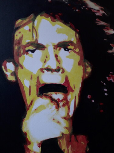 Painting titled "Mick Jagger" by Patrick Mauxion (MAUX), Original Artwork, Acrylic Mounted on Wood Stretcher frame