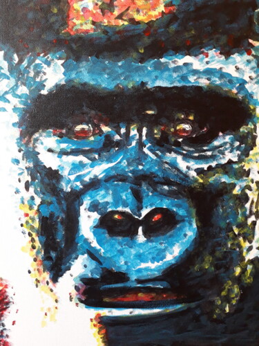 Malerei mit dem Titel "Le gorille" von Patrick Mauxion (MAUX), Original-Kunstwerk, Acryl Auf Keilrahmen aus Holz montiert