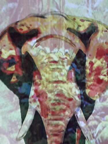 Arts numériques intitulée "L' éléphant" par Patrick Mauxion (MAUX), Œuvre d'art originale, Travail numérique 2D Monté sur Au…
