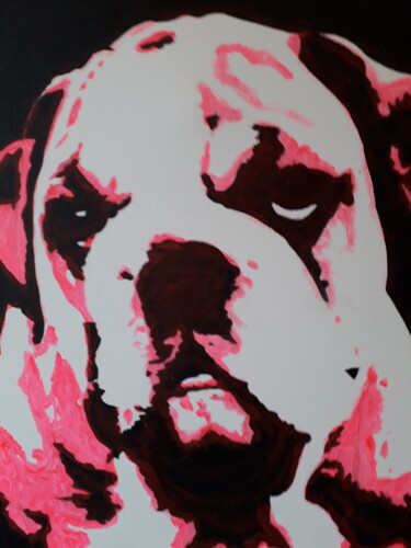 Painting titled "Le bulldog" by Patrick Mauxion (MAUX), Original Artwork, Acrylic Mounted on Wood Stretcher frame