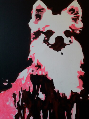 Painting titled "Le chihuahua" by Patrick Mauxion (MAUX), Original Artwork, Acrylic Mounted on Wood Stretcher frame