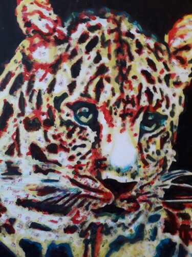 Peinture intitulée "Le leopard" par Patrick Mauxion (MAUX), Œuvre d'art originale, Acrylique Monté sur Châssis en bois