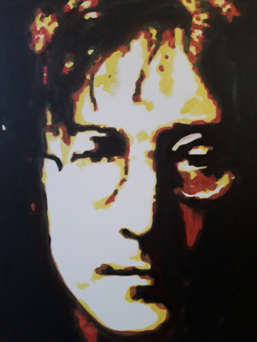 Painting titled "John Lennon" by Patrick Mauxion (MAUX), Original Artwork, Acrylic Mounted on Wood Stretcher frame