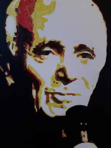 Painting titled "Charles Aznavour" by Patrick Mauxion (MAUX), Original Artwork, Acrylic Mounted on Wood Stretcher frame
