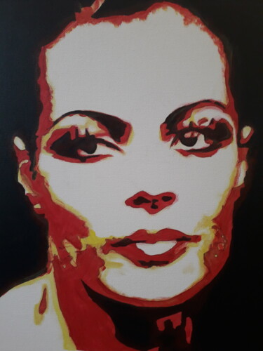 Painting titled "Romy Schneider" by Patrick Mauxion (MAUX), Original Artwork, Acrylic Mounted on Wood Stretcher frame