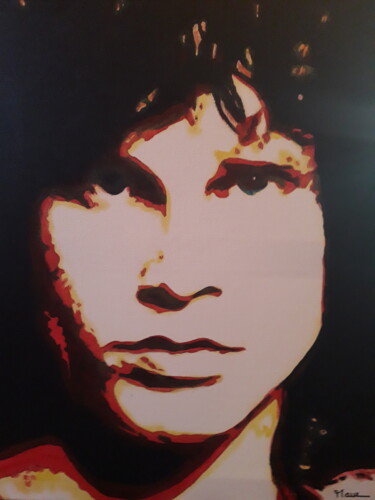 Painting titled "Jim Morrison" by Patrick Mauxion (MAUX), Original Artwork, Acrylic Mounted on Wood Stretcher frame