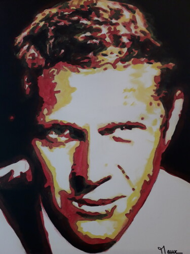 Painting titled "Steve Mc Queen" by Patrick Mauxion (MAUX), Original Artwork, Acrylic Mounted on Wood Stretcher frame