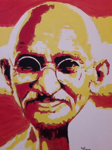 Peinture intitulée "Mahatma Gandhi" par Patrick Mauxion (MAUX), Œuvre d'art originale, Acrylique Monté sur Châssis en bois