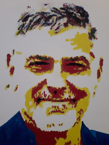 Painting titled "George Clooney" by Patrick Mauxion (MAUX), Original Artwork, Acrylic Mounted on Wood Stretcher frame