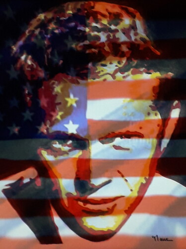 Digital Arts titled "Steve USA" by Patrick Mauxion (MAUX), Original Artwork, 2D Digital Work Mounted on Other rigid panel