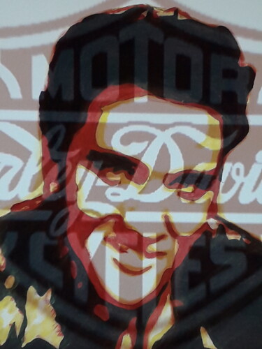 Digital Arts titled "Elvis Harley" by Patrick Mauxion (MAUX), Original Artwork, 2D Digital Work Mounted on Other rigid panel