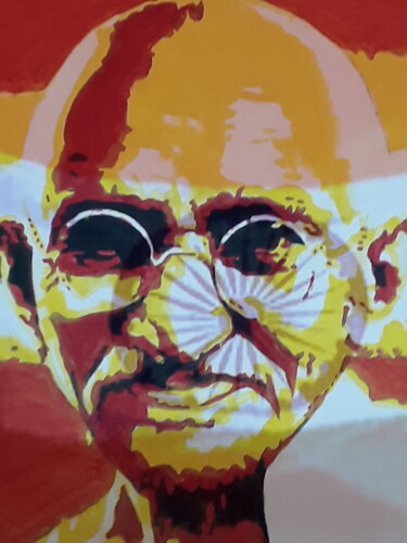 Arts numériques intitulée "Gandhi Inde" par Patrick Mauxion (MAUX), Œuvre d'art originale, Travail numérique 2D Monté sur Au…