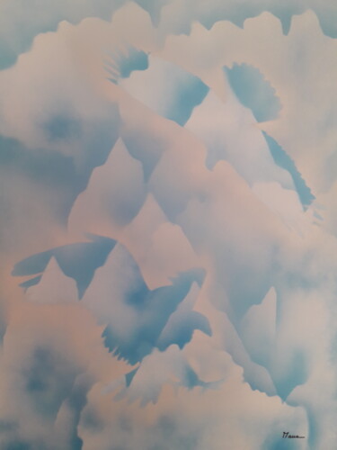 Painting titled "Les aigles" by Patrick Mauxion (MAUX), Original Artwork, Spray paint