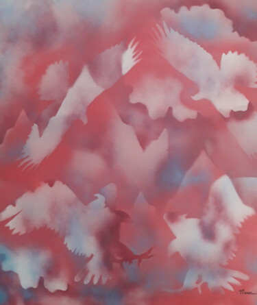 Schilderij getiteld "Les 4 aigles" door Patrick Mauxion (MAUX), Origineel Kunstwerk, Graffiti
