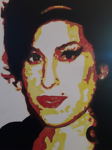 Painting titled "Amy Winehouse" by Patrick Mauxion (MAUX), Original Artwork, Acrylic Mounted on Wood Stretcher frame