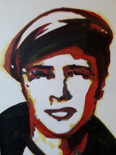 Painting titled "Marlon Brando" by Patrick Mauxion (MAUX), Original Artwork, Acrylic Mounted on Wood Stretcher frame