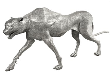 Скульптура под названием "Guépard Métal" - Patrick Médéric, Подлинное произведение искусства, Металлы