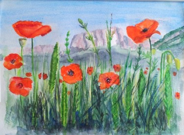 Painting titled "Coquelicots" by Patrick Michard, Original Artwork, Watercolor