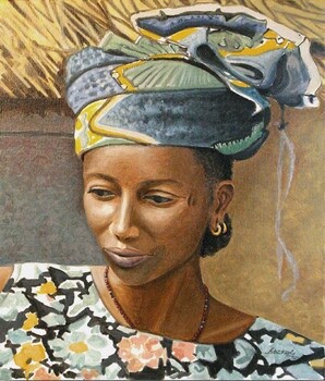 Painting titled "Jeune femme Peul Sé…" by Patrick Noly, Original Artwork