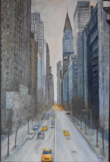 Peinture intitulée "42ème rue Manhattan" par Patrick Paton, Œuvre d'art originale, Huile Monté sur Châssis en bois