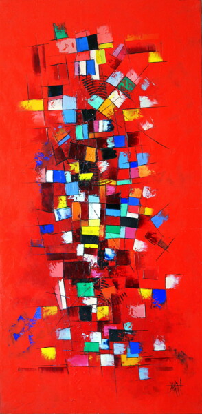 Peinture intitulée "SEVENTIES 011" par Patrick Patrick Marin, Œuvre d'art originale, Huile Monté sur Châssis en bois