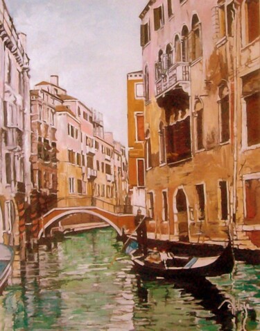 Peinture intitulée "Venise" par Patrick Pottelain, Œuvre d'art originale, Huile