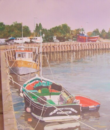 Peinture intitulée "port du Crotoy(baie…" par Patrick Pottelain, Œuvre d'art originale, Huile