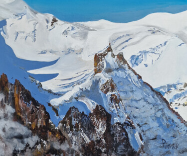 Painting titled "L'Aiguille du midi" by Patrick Pradier, Original Artwork, Acrylic Mounted on Wood Stretcher frame