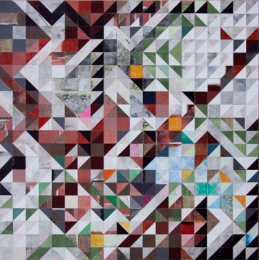 Schilderij getiteld "pixel-blues-aleatoi…" door Shub, Origineel Kunstwerk, Acryl