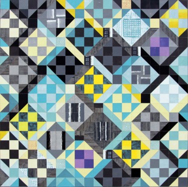Peinture intitulée "pixel-blues-cellule…" par Shub, Œuvre d'art originale, Acrylique