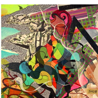 Collages titulada ""le réveil"" por Shub, Obra de arte original, Collages Montado en Bastidor de camilla de madera