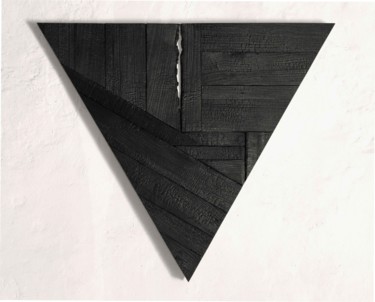 Картина под названием "triangle-noir" - Shub, Подлинное произведение искусства, Коллажи Установлен на Деревянная рама для но…