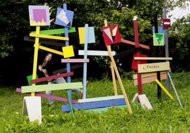 Sculpture intitulée "La barrière" par Shub, Œuvre d'art originale