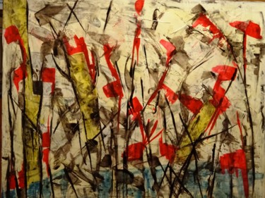 Painting titled "76-traces-5." by Patrick William Tamper, Original Artwork, Acrylic Mounted on Wood Stretcher frame